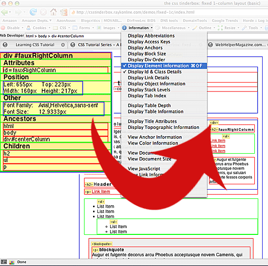 Displaying Element Information