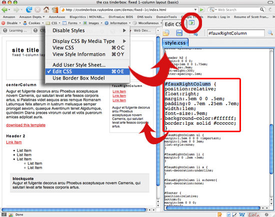 Viewing the CSS Code Editor